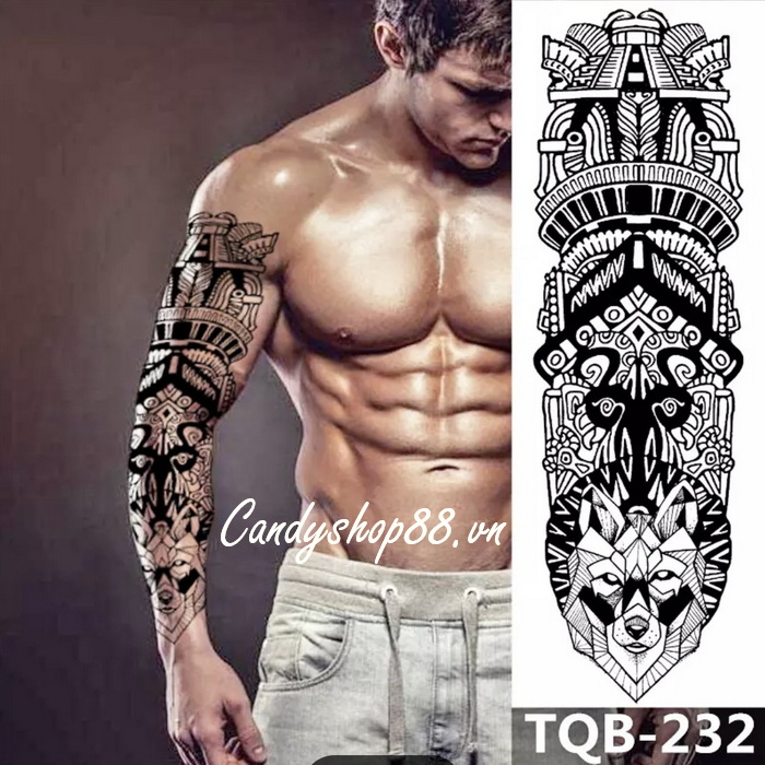 Hình Xăm Dán Tattoo Kín Tay Sói