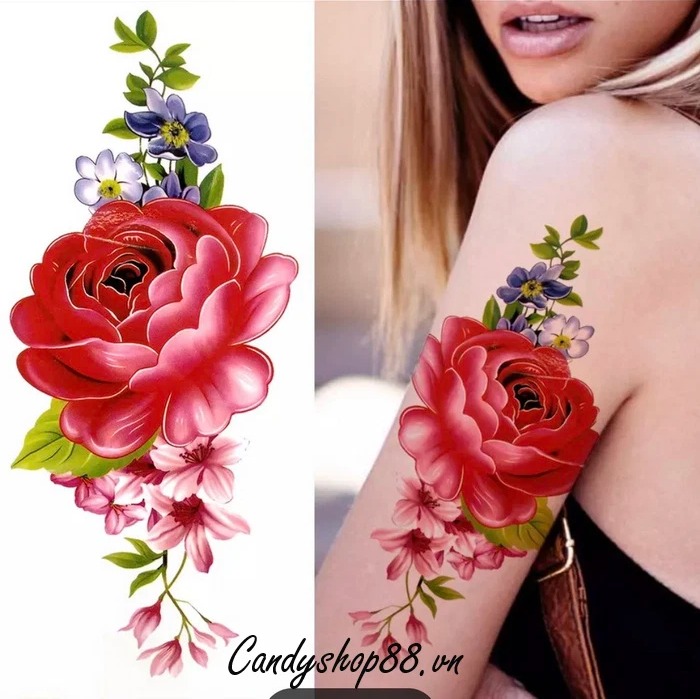 Hình xăm dán hoa đẹp