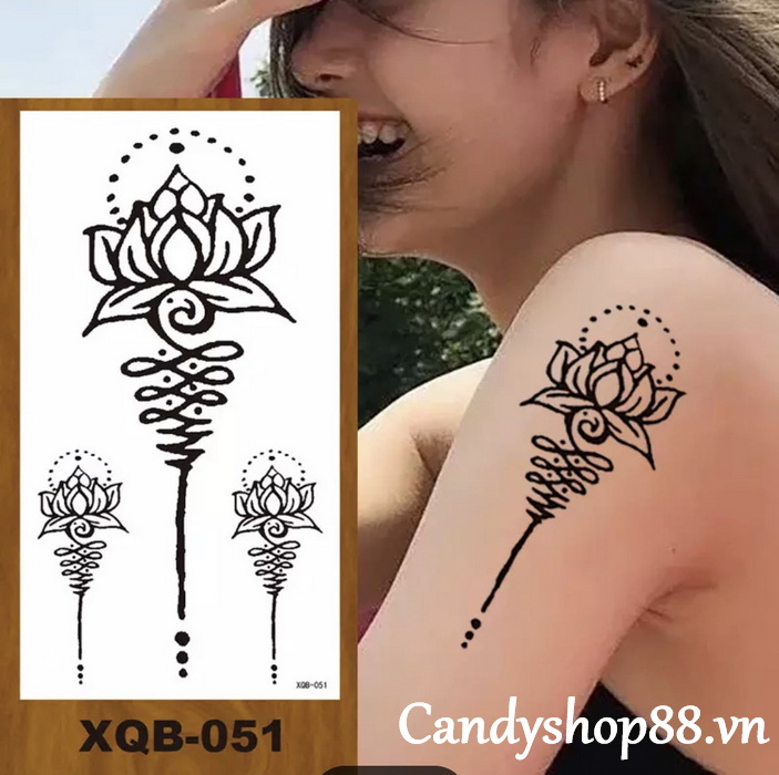 hình xăm dán hoa sen