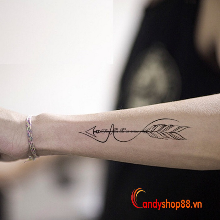 Hình xăm dán tattoo mũi tên lông vũ