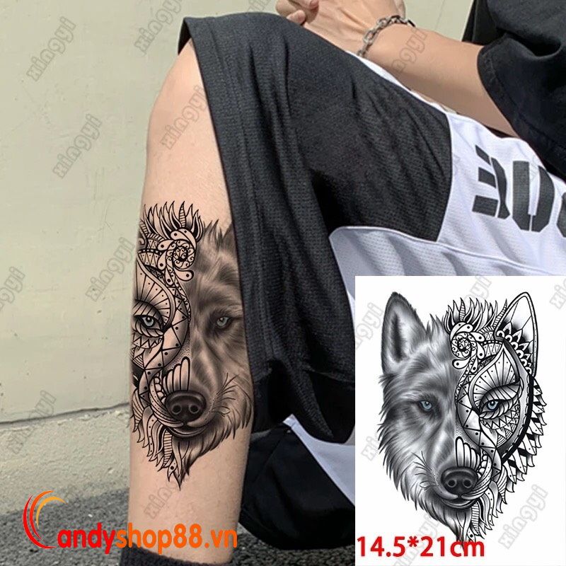 Hình xăm dán tattoo chó sói