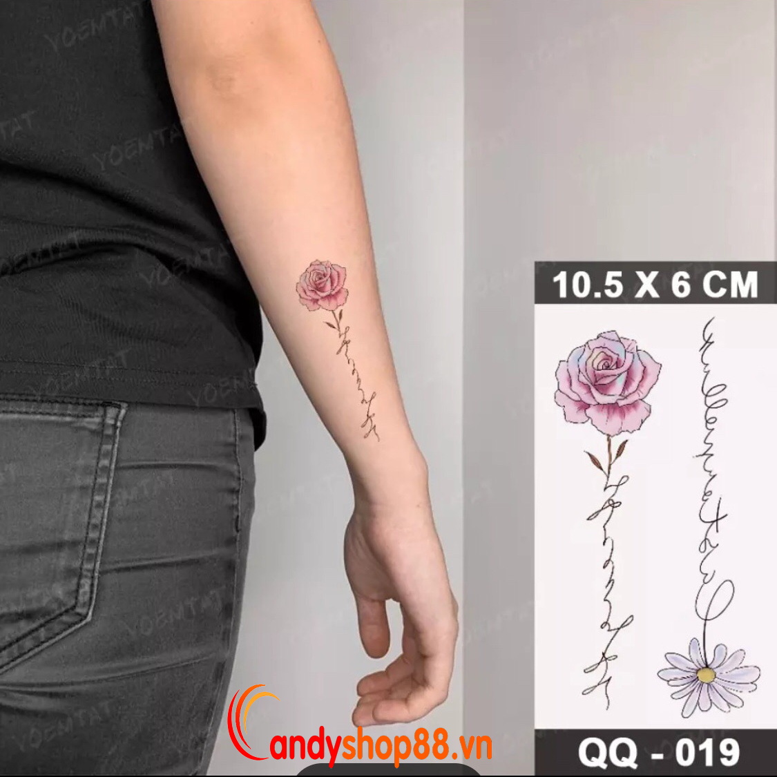 hình xăm dán tattoo hoa đẹp