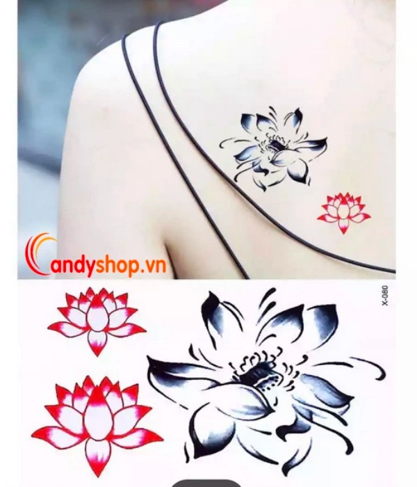 hình xăm dán hoa sen