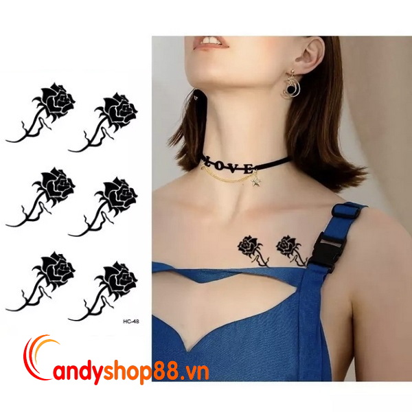 hình xăm dán hoa hồng