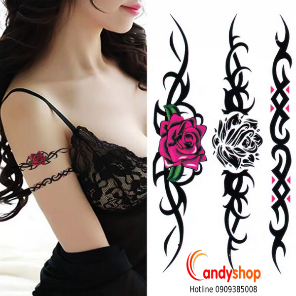 hình xăm dán hoa hồng