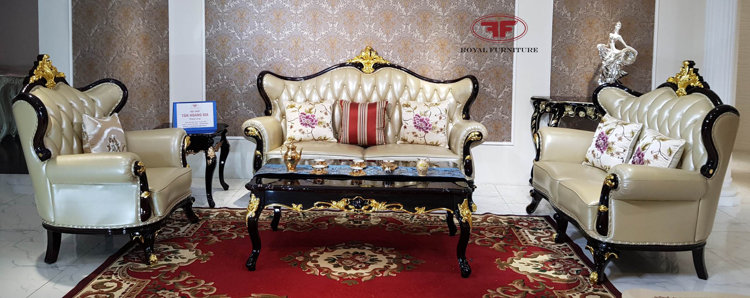 Bộ sofa tân cổ điển dát vàng nhập khẩu cao cấp G9920