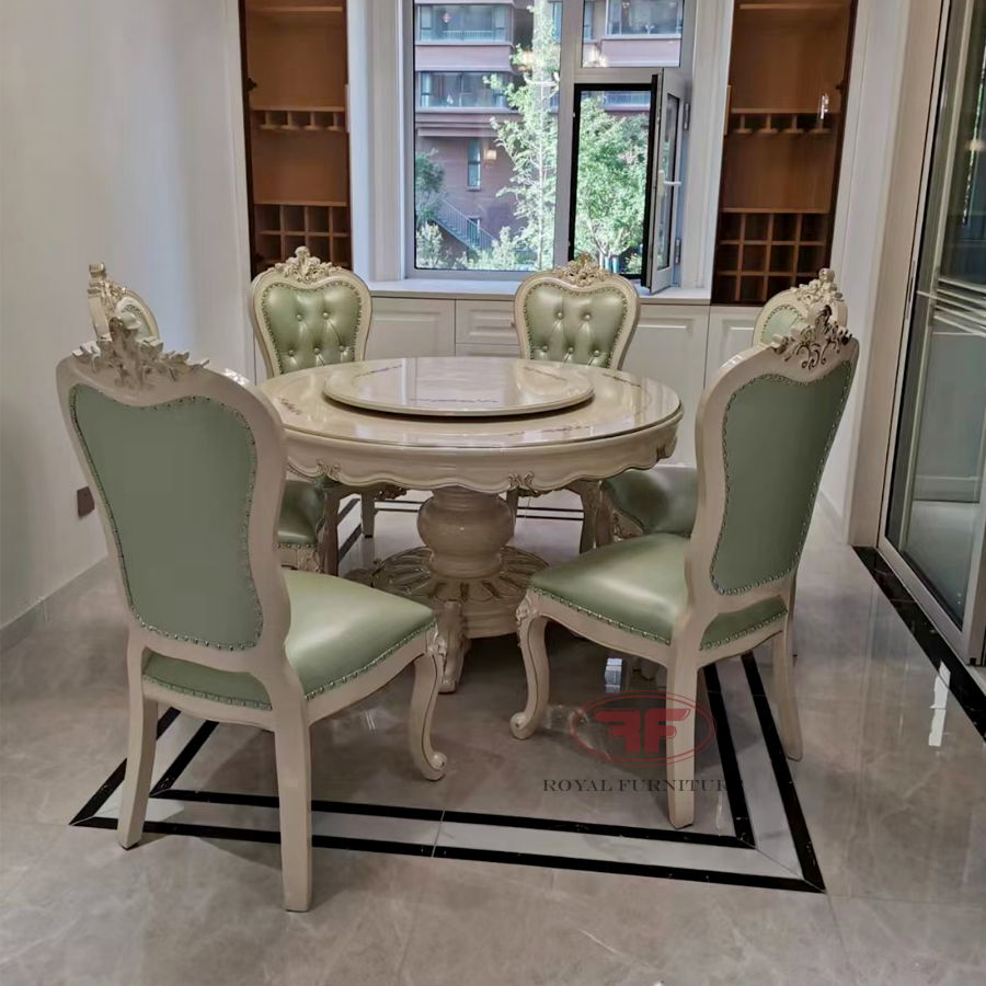 Bộ nội thất tân cổ điển tone xanh ngọc nhà anh Hùng - Hải Phòng