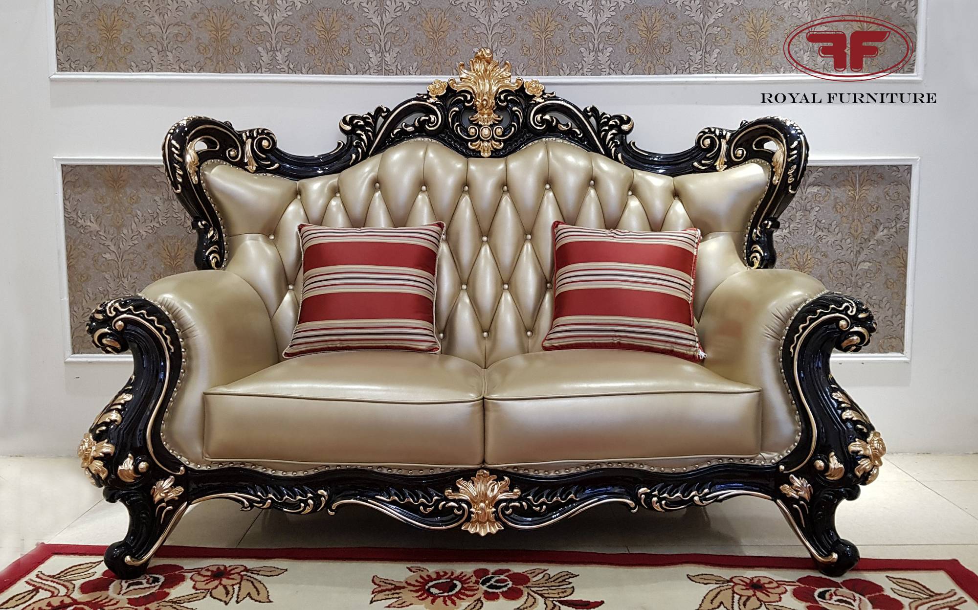 Bộ sofa nhập khẩu tân cổ điển dát vàng đỏ G9918