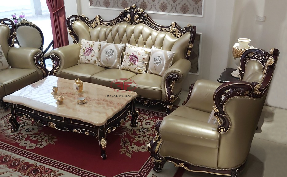 Bộ sofa phòng khách tân cổ điển dát vàng nhập khẩu G921