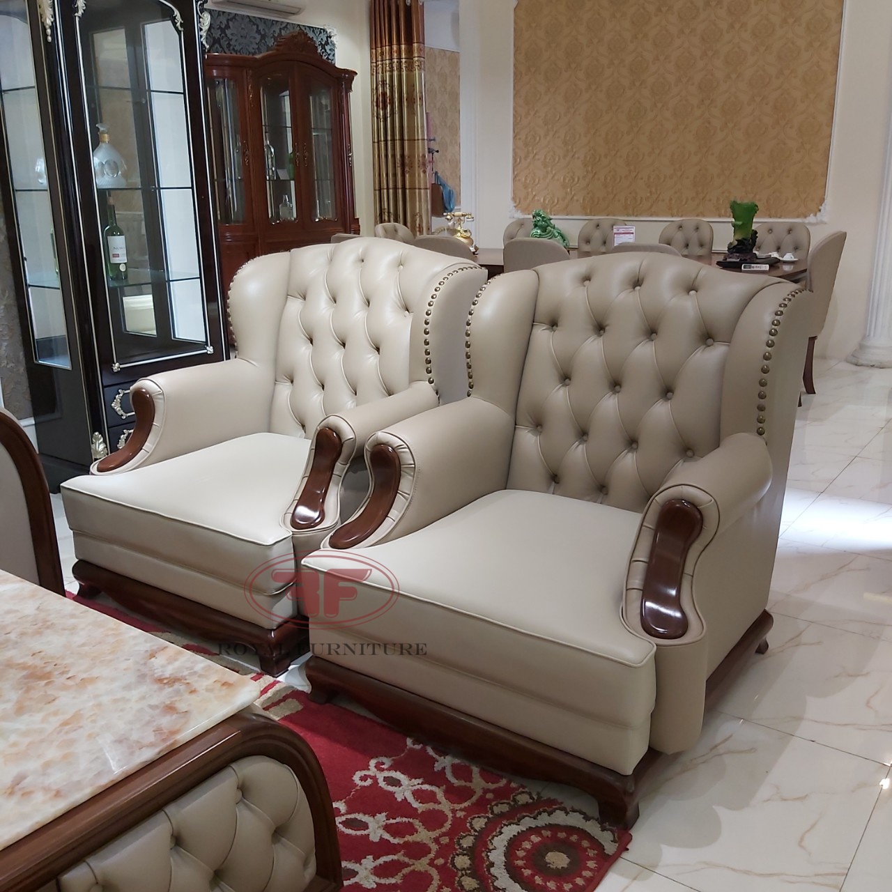 Bộ sofa gỗ óc chó tân cổ điển cao cấp