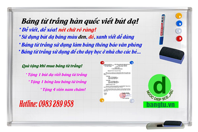 bảng từ trắng hàn quốc viết bút dạ