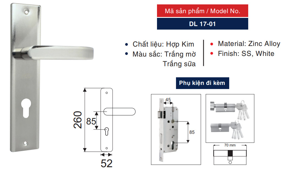 Khóa gạt cửa sắt NEO DL17-01