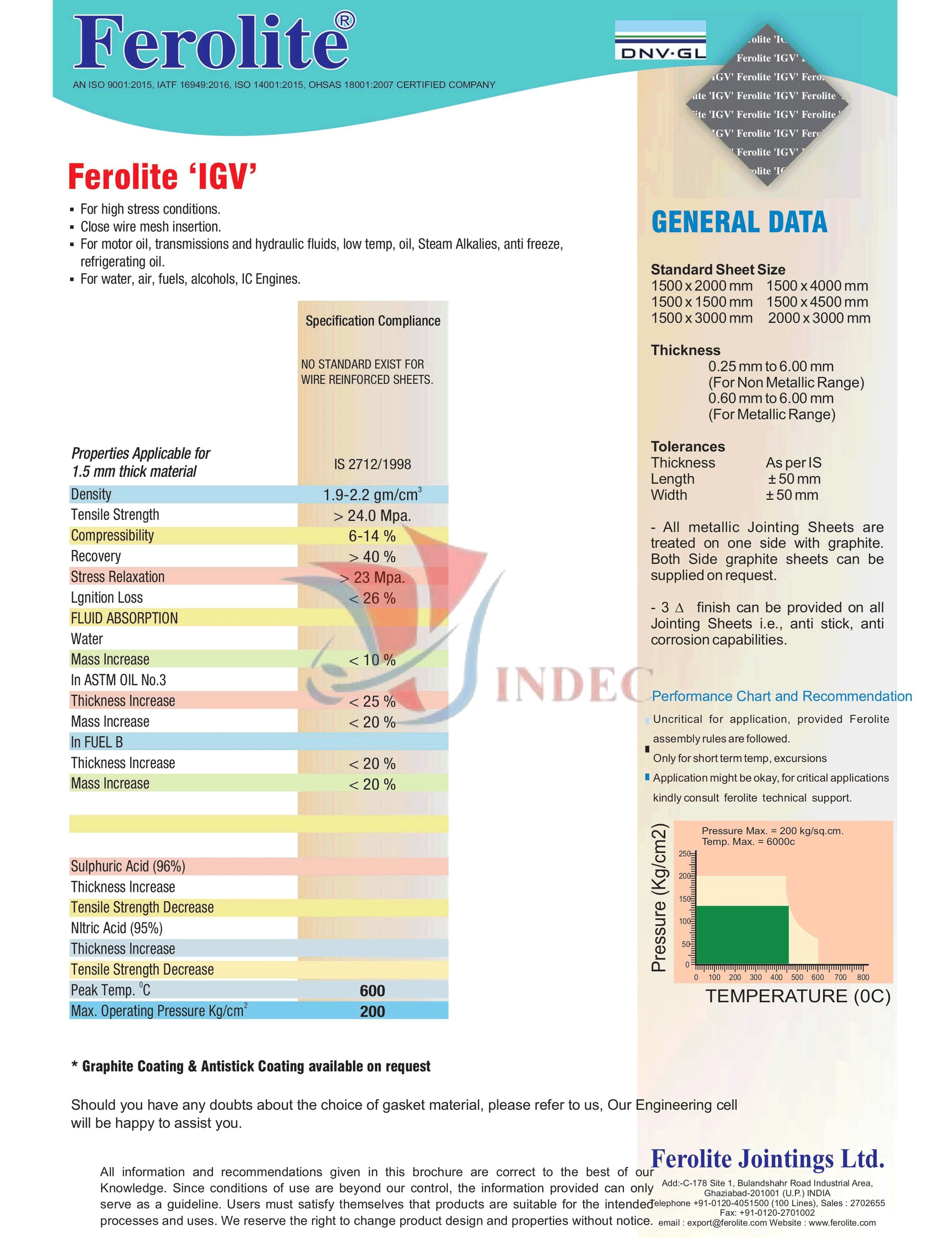 FEROLITE 'IGV' FEROLITE 'IGV' | Gioăng Amiang Chịu Nhiệt 600 Độ C ấn độ, gioăng amiang mặt bích chịu nhiệt độ cao