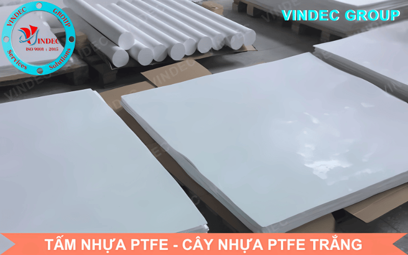tấm nhựa ptfe, cây nhựa ptfe mầu trắng