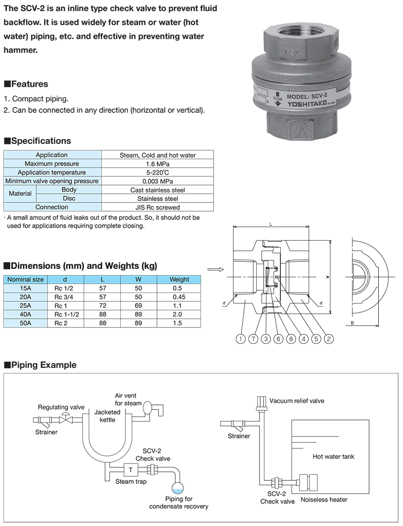 van 1 chiều yoshitake scv-2