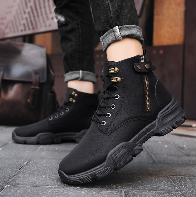 Giày Boot Nam Cổ Cao Khóa Đen GN282