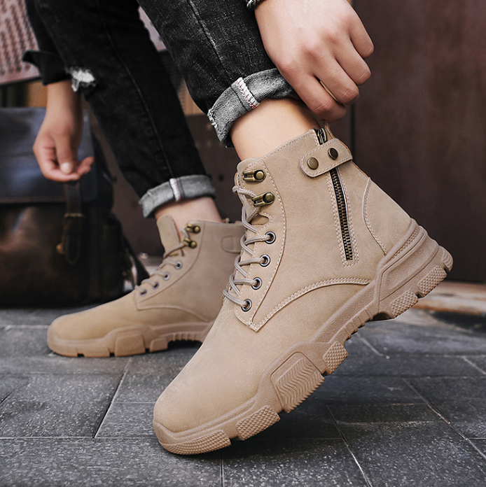 Giày Boot Nam Cổ Cao Khóa Nâu GN283