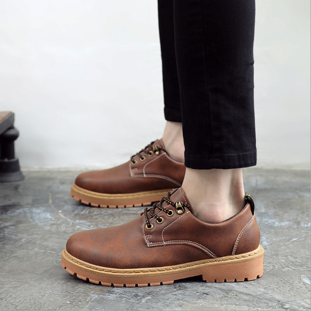 Giày Boot Nam Cổ Thấp Nâu GN319