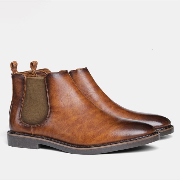 Giày Boot Nam - Chelsea Boots Nam Màu Nâu Cao Cấp GN334