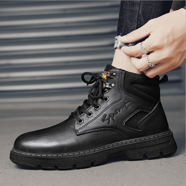 Giày Boot Nam Đen VISCOSE Khâu Đế GN344