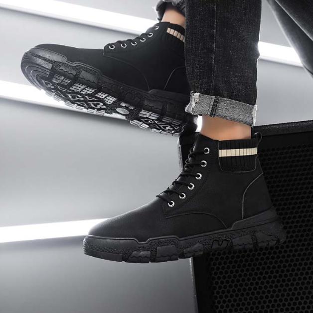 Giày Boot Nam STEP Màu Đen GN365