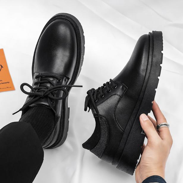 Giày Boot Nam Viền Xám Cổ Thấp Đế Derby GN434