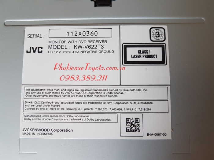 Thương hiệu JVC chính hãng sản xuất tại Indonesia.