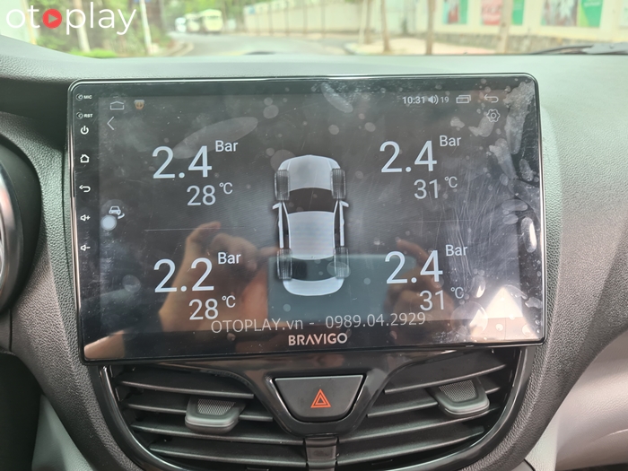 Cảm biến áp suất lốp tích hợp màn hình android Bravigo