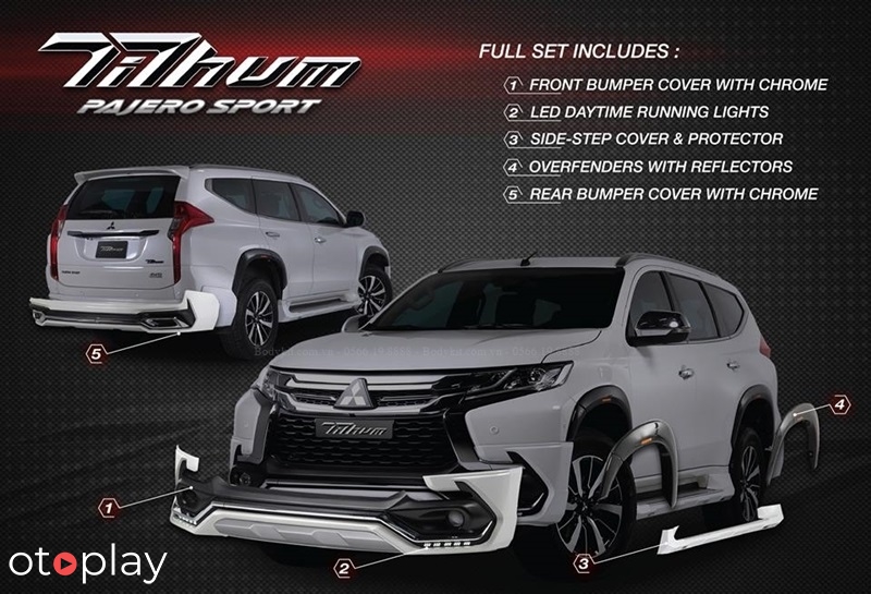Trọn bộ body kit xe Mitsubishi Pajero Sport hàng Tithum Thái Lan