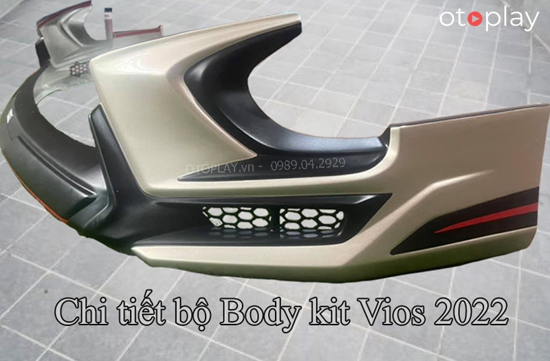 Góc nghiêng bên trái của ốp cản trước của bộ Bodykit Vios 2022 mẫu Drive68
