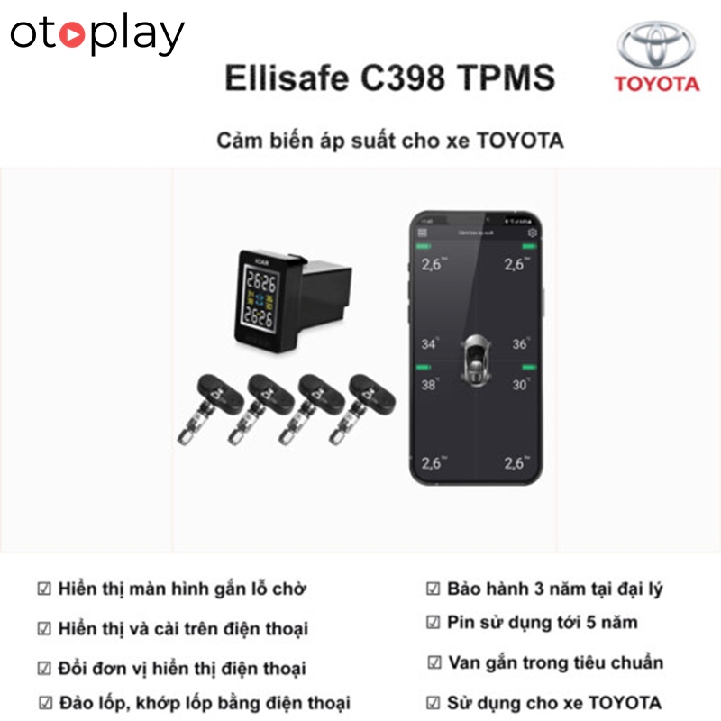 Bộ sản phẩm cảm biến áp suất lốp nút chờ xe Toyota