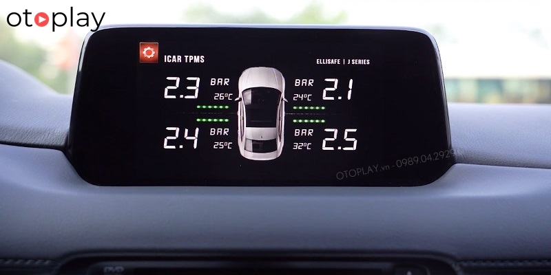 Hiển thị áp suất lốp trên màn hình DVD xe Mazda