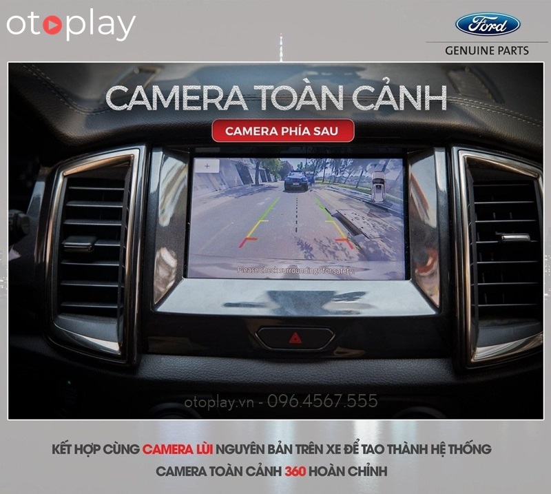 Camera lùi sau được giữ nguyên, không phải thay thế như camera 360 thông thường