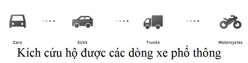 Bộ kích cứu hộ ắc quy dùng được cho đa số các dòng xe hiện nay