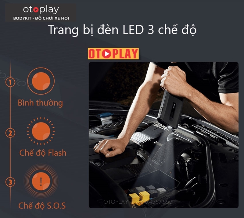 Pin dự phòng kiêm đèn pin hoạt động 3 chế độ