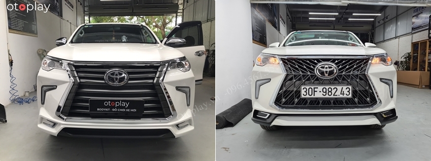 2 mẫu bodykit Lexus cho xe Fortuner nan ngang và nan chéo Sport