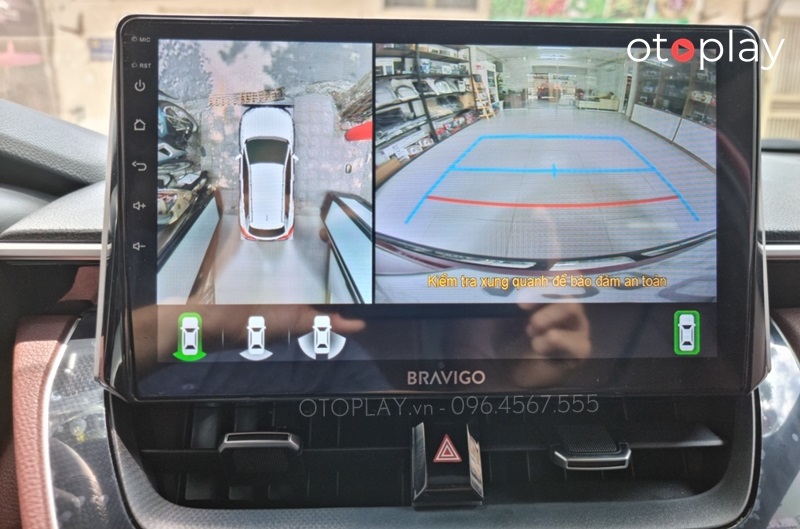 Màn adnroi Bravigo cho Toyota Cross V giữ nguyên camera 360 theo xe