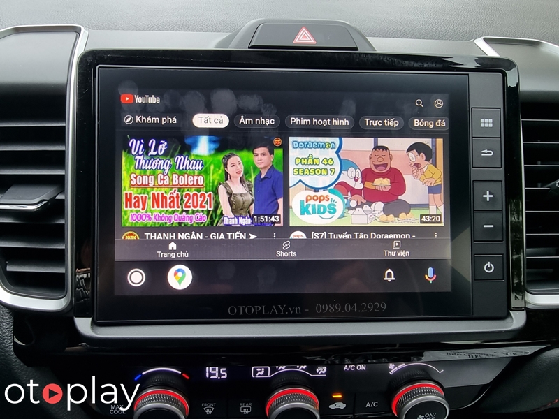 Xem youtube trên màn hình theo xe Honda City thông qua android auto có thể tìm kiếm bằng giọng nói