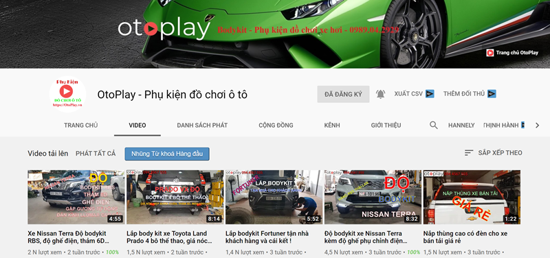 Kênh video Youtube của Otoplay