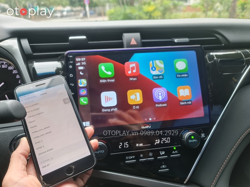 Màn hình Android Carfu kết nối Carplay không dây với điện thoại