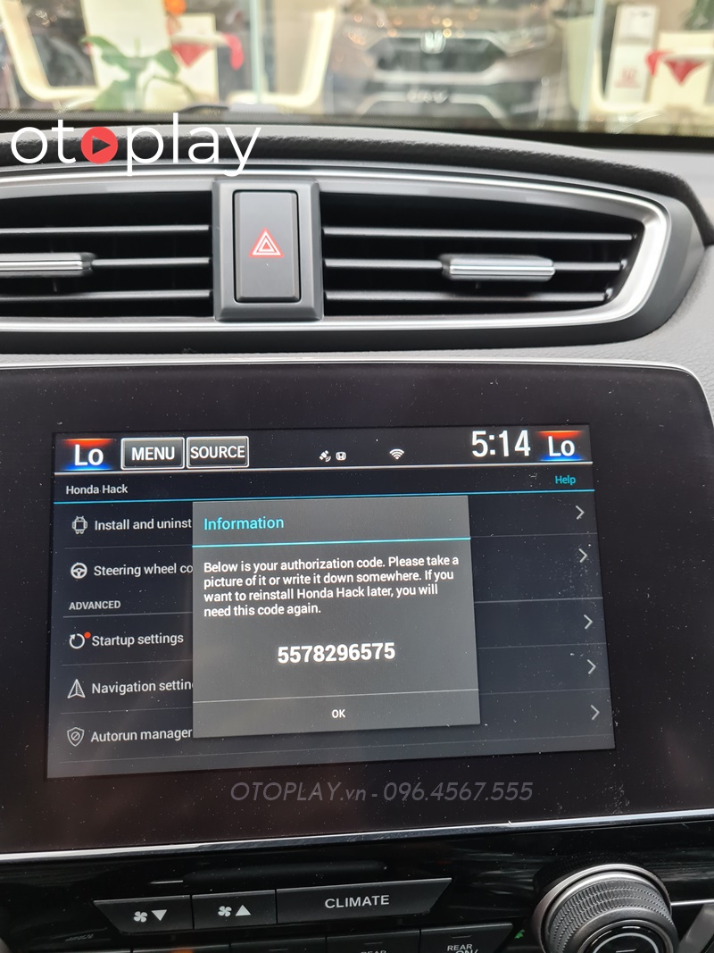 Dưới đây là mã Honda, hãy chụp lại bức ảnh lưu lại cho trường hợp cần cài lại sau này
