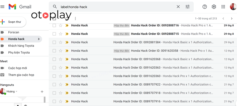 Danh sách mã Honda Hack của OTOPLAY