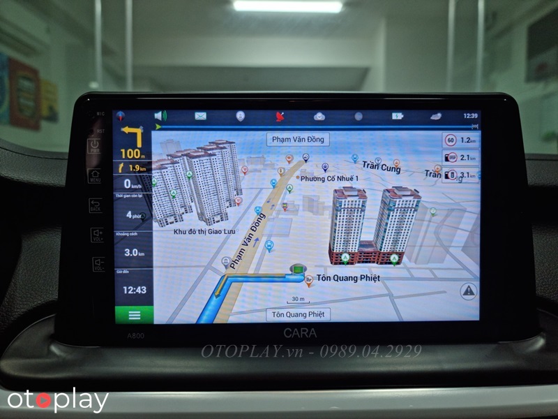 Hình ảnh maps chỉ đường của màn hình Android Cara A800 lắp trên xe KIA Cerato Deluxe