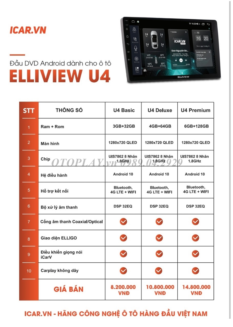 Màn hình Elliview U4 - cấu hình cao - chất lượng ổn định