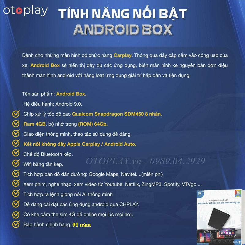 Tính năng tuyệt vời của Box Carplay Android AI Adapter Phiên Bản 2