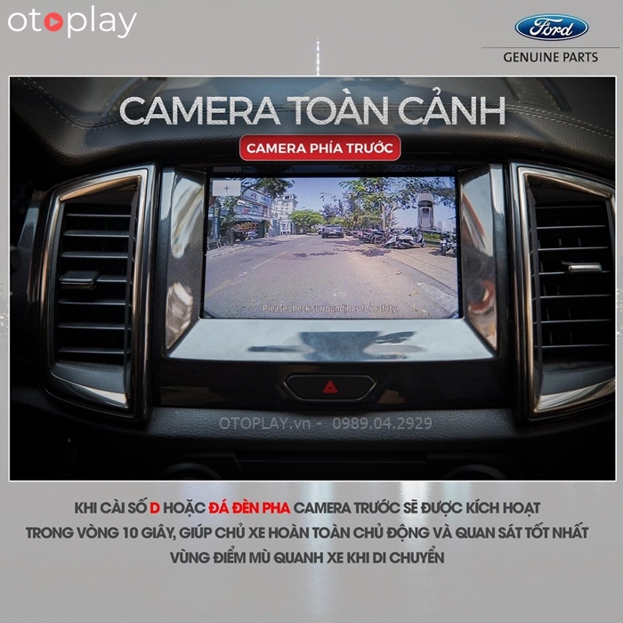 Camera toàn cảnh 360 Xe Ford Ranger Wildtrak phía trước được kích hoạt trong 10 giây