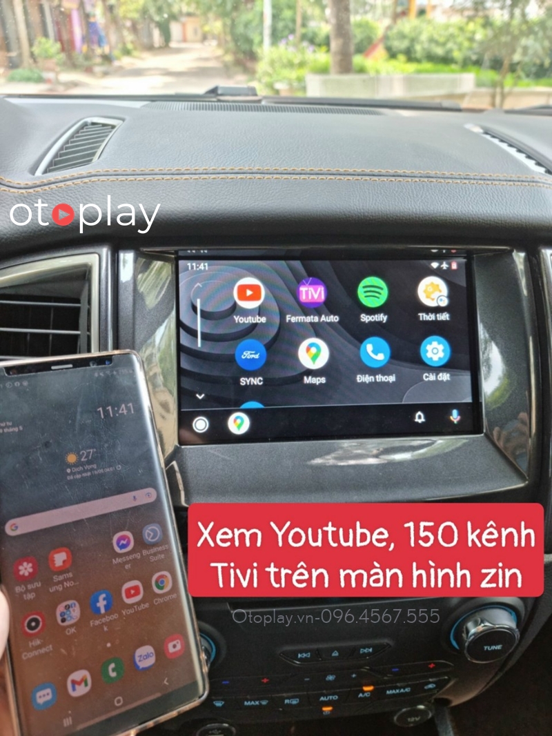 Xem Youtube và Tivi trên màn hình Ford Wildtrack qua Android Auto