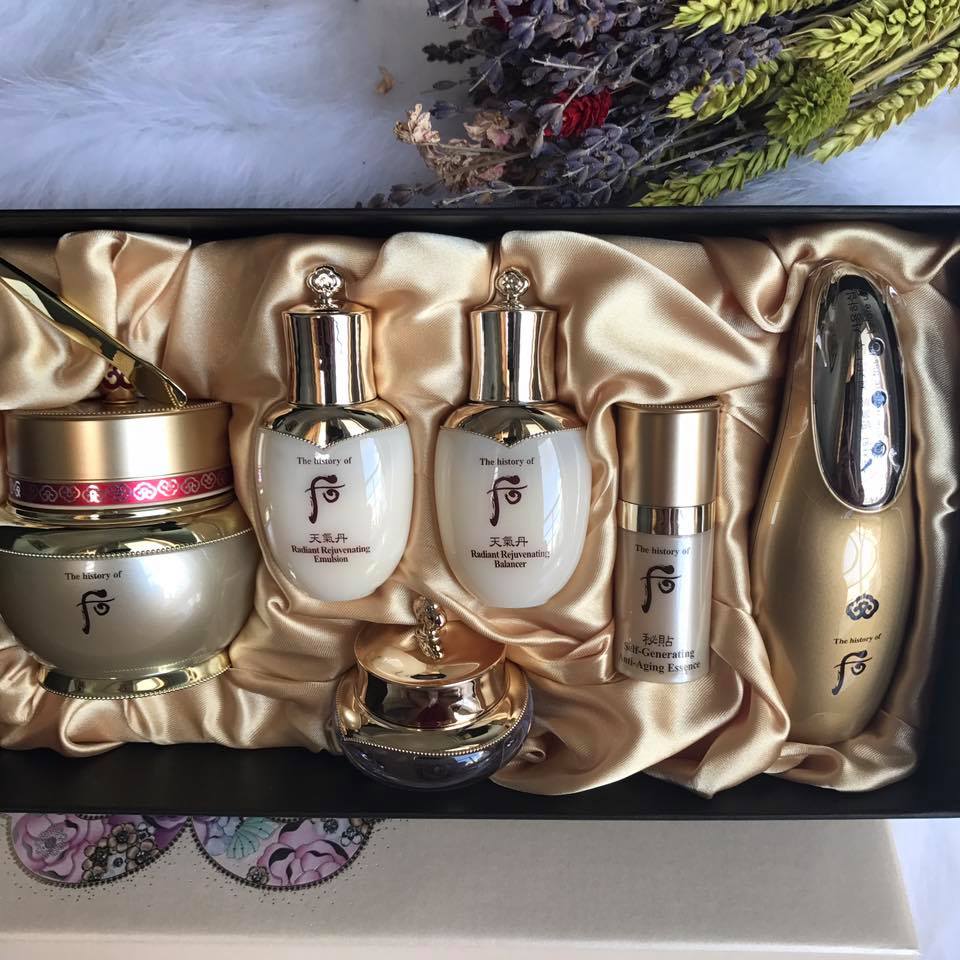 Set kem hồng nhuận Whoo Becheop Ja yoon cream tặng máy massage