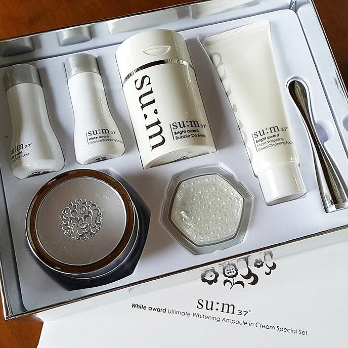 Set kem dưỡng trắng Su:m37° White Award Ultimate Whitening Ampoule in Cream