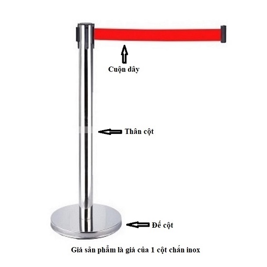 Barie cột chắn inox dây kéo 2m